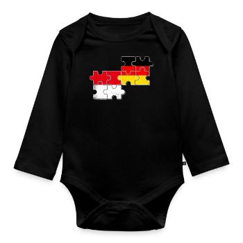 Indonesien Deutschland Flagge - Baby Bio-Langarm-Body - Schwarz - Vorne