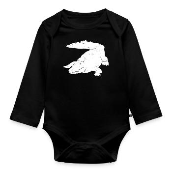 Krokodil Kunst Silhouette Grafik Wildtierliebhaber - Baby Bio-Langarm-Body - Schwarz - Vorne