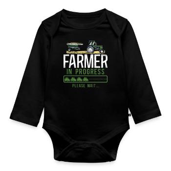 Farming Farmer Tractor Vintage - Baby Bio-Langarm-Body - Schwarz - Vorne