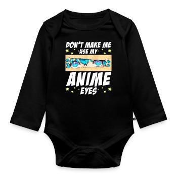 Anime Eyes Kawaii Manga Anime Fans - Organic Longsleeve Baby Bodysuit - black - Front