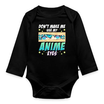 Anime Eyes Kawaii Manga Anime Fans - Organic Longsleeve Baby Bodysuit - black - Front