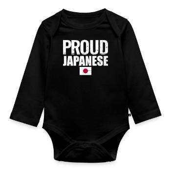 Proud Japanese Japan Japanese Flag Japanese - Organic Longsleeve Baby Bodysuit - black - Front