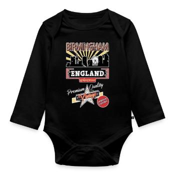 Birmingham Angleterre UK City Skyline Vintage Rétro - Body Bébé bio manches longues - noir - Devant