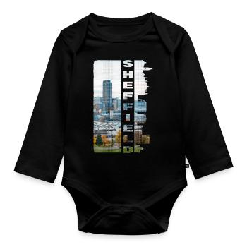 Sheffield England UK City Skyline Home Love - Organic Longsleeve Baby Bodysuit - black - Front