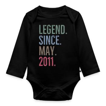 Legend Since May 2011 - Organic Longsleeve Baby Bodysuit - black - Front