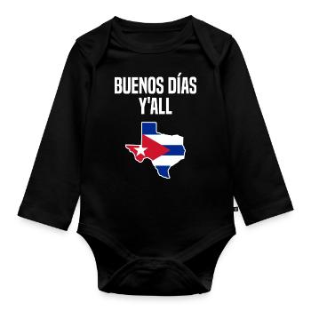Kubanisch-texanisches Design für Einwanderer - Baby Bio-Langarm-Body - Schwarz - Vorne