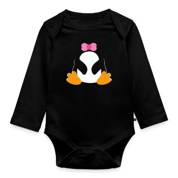 Penguin Costume Zoo Animal Beak Zookeeper Kids - Organic Longsleeve Baby Bodysuit - black - Front