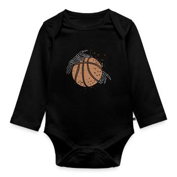 Skeleton Hand Basketball Skelatal Bones Spooky - Body Bébé bio manches longues - noir - Devant