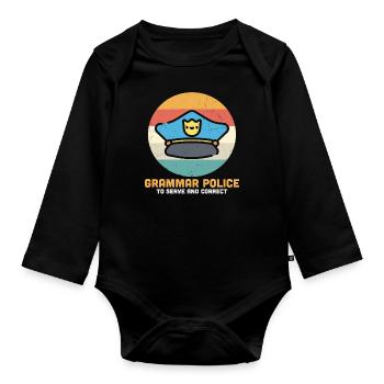 Grammatikpolizei, um lustige Zitate zu servieren und zu korrigieren - Baby Bio-Langarm-Body - Schwarz - Vorne