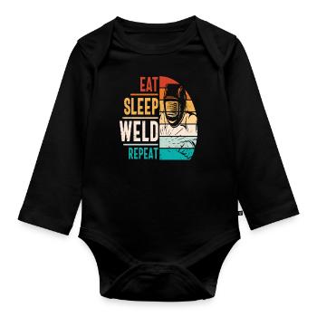 Eat Sleep Weld Répéter les devis de soudage - Body Bébé bio manches longues - noir - Devant