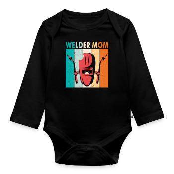 Soudeur Maman Soudage Rétro - Body Bébé bio manches longues - noir - Devant