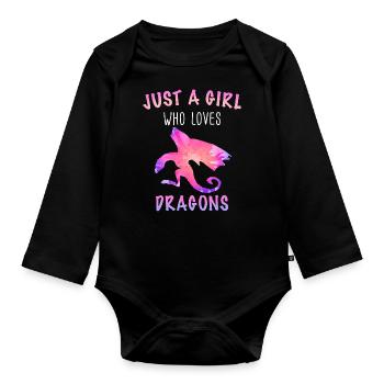 Drache Mystisch Drachen Fantasie - Baby Bio-Langarm-Body - Schwarz - Vorne