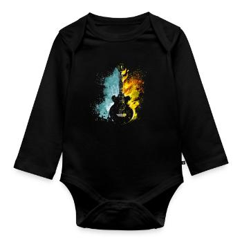 Guitar Guitarist Musician Acoustic Guitar Instruments - Organic Longsleeve Baby Bodysuit - black - Front