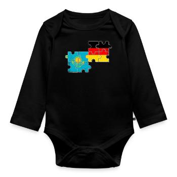 Kasachstan Deutschland Flagge - Baby Bio-Langarm-Body - Schwarz - Vorne