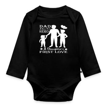 Père et fils - père et fille cadeau père - Body Bébé bio manches longues - noir - Devant