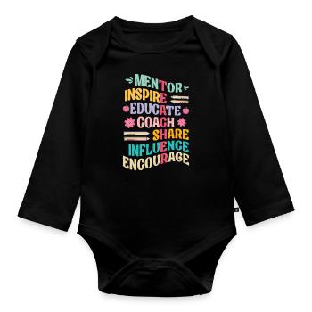 SUPER TEACHER POWER TEACHER POWER DICTONS MOTIF - Body Bébé bio manches longues - noir - Devant