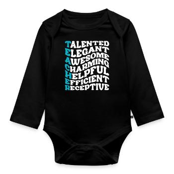 SUPER TEACHER POWER TEACHER POWER DICTONS MOTIF - Body Bébé bio manches longues - noir - Devant