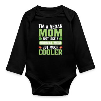 Vegan Mom Légumes Agriculture saine Jardinage - Body Bébé bio manches longues - noir - Devant