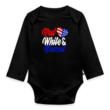 Amérique États-Unis Américain Américain - Body Bébé bio manches longues - noir - Devant