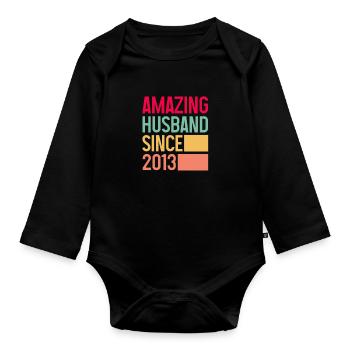 Ehemann seit 2013 Hochzeit Ehefrau Geschenk - Baby Bio-Langarm-Body - Schwarz - Vorne