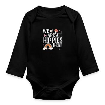 Hippie Peace Flower Power Amour Paix Cadeau - Body Bébé bio manches longues - noir - Devant