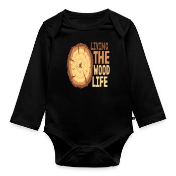 Vivre la vie du bois - Body Bébé bio manches longues - noir - Devant