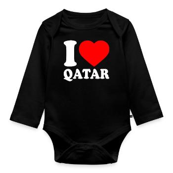 I love qatar - Baby Bio-Langarm-Body - Schwarz - Vorne