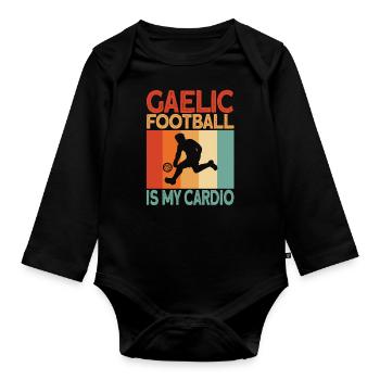Gaelic football cardio - Organic Longsleeve Baby Bodysuit - black - Front