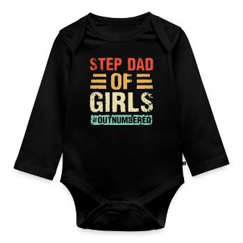 Stepfather Father Stepda Papa Father's Day Bonus Papa - Organic Longsleeve Baby Bodysuit - black - Front