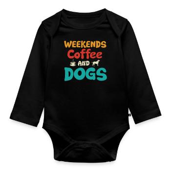 Cafetière Chien Machine Puppy Cup Grains - Body Bébé bio manches longues - noir - Devant