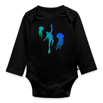 Plongée Scuba Diver Tauchen Scuba Tauchen - Body Bébé bio manches longues - noir - Devant