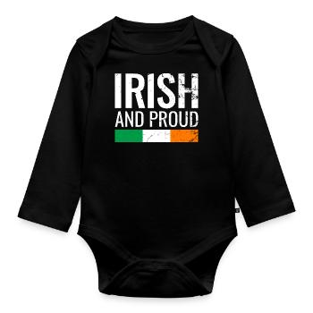 Irlandais et fier Irlande Drapeau irlandais Irlandais - Body Bébé bio manches longues - noir - Devant