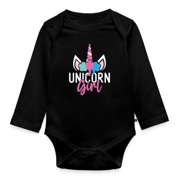 Licorne Fille Licorne - Body Bébé bio manches longues - noir - Devant