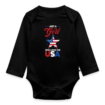 Amérique États-Unis Américain Américain - Body Bébé bio manches longues - noir - Devant