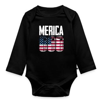 Amérique États-Unis Américain Américain - Body Bébé bio manches longues - noir - Devant