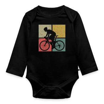 Drôle de vélo de route à vélo - Body Bébé bio manches longues - noir - Devant
