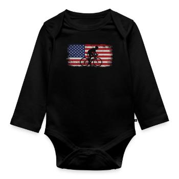 Drôle de vélo de route à vélo à vélo Usa - Body Bébé bio manches longues - noir - Devant
