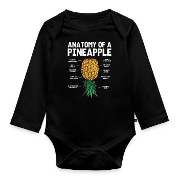 Auf Den Kopf Der Ananasananas Anatomie - Baby Bio-Langarm-Body - Schwarz - Vorne