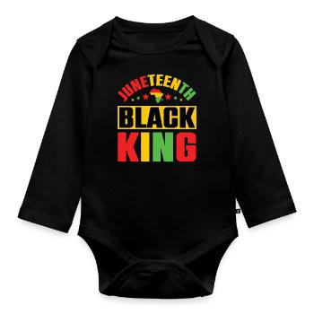 Love June Black Culture Black History Month - Organic Longsleeve Baby Bodysuit - black - Front