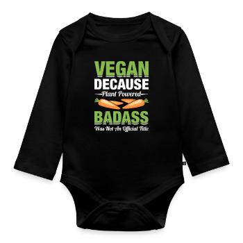 Animal Rights Activist Vegan Vegetarian Animal Lovers Animal - Organic Longsleeve Baby Bodysuit - black - Front