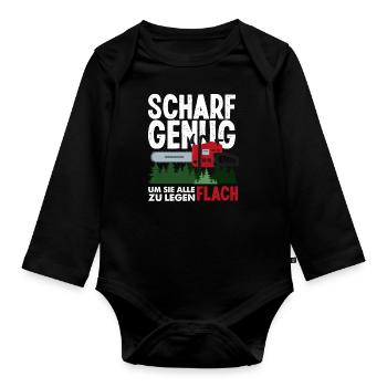 Kettensäge Waldarbeiter Holzfäller Spruch - Baby Bio-Langarm-Body - Schwarz - Vorne