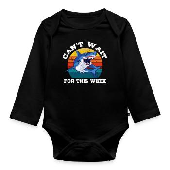 Can't Wait For This Week Retro Vintage Hai Wal - Baby Bio-Langarm-Body - Schwarz - Vorne
