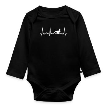 Duck Ducks Bird Animal Quack - Organic Longsleeve Baby Bodysuit - black - Front