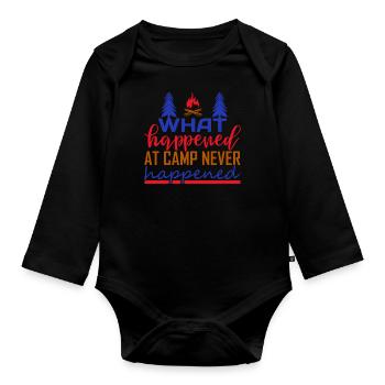 What happens in the camp Nature Outdoor Mountains - Organic Longsleeve Baby Bodysuit - black - Front