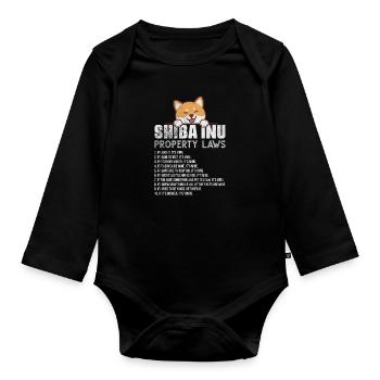 Shiba Inu Dog Dog Lover Dog Race Cadeau - Body Bébé bio manches longues - noir - Devant