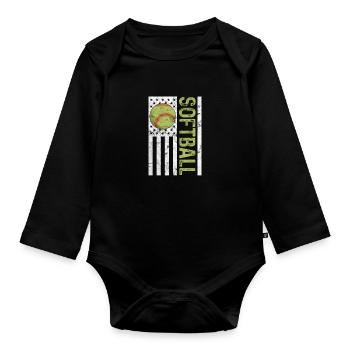 Softball États-Unis - Body Bébé bio manches longues - noir - Devant