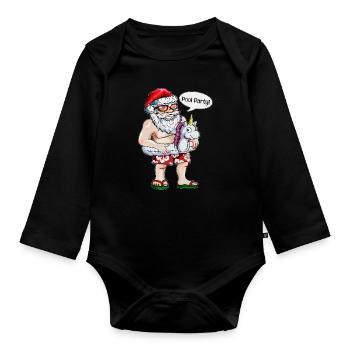 Schwimmreifen Einhorn Senta Claus Pool Party X-Mas - Baby Bio-Langarm-Body - Schwarz - Vorne