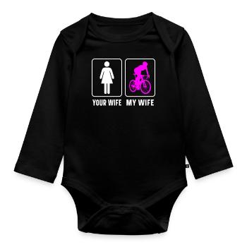 Drôle de vélo de route à vélo - Body Bébé bio manches longues - noir - Devant