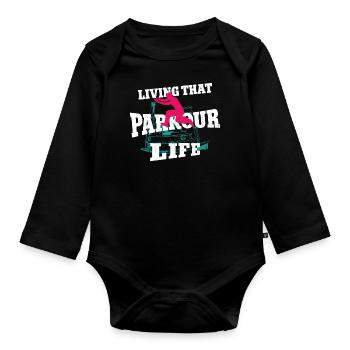 Parkour Free Running Traceur - Organic Longsleeve Baby Bodysuit - black - Front