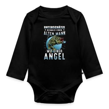 Angeln - Baby Bio-Langarm-Body - Schwarz - Vorne